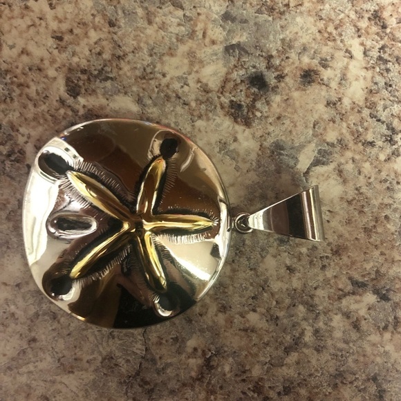 Silver and Gold Sand Dollar Pendant - Picture 5 of 5